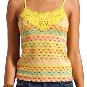 Yellow free people heartbreak Rochelle crochet tank top